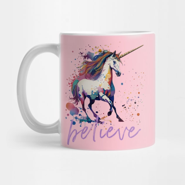 UNICORN Watercolor Believe by Scarebaby